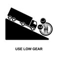 Use low gear icon. Transmission car vehicle downhill isolated on background