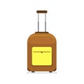 Icon luggage. Flat style brown tourist suitcase. Business and family summer vacation luggage. Vector illustration