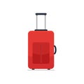 Icon luggage. Flat style red suitcase. Business and family summer vacation luggage. Vector illustration