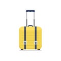 Icon luggage. Flat style yellow plastic suitcase. Business and family summer vacation luggage. Vector illustration