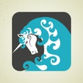 Icon of magic mythical unicorn with a horn