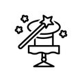 Black line icon for Magic Trick, fascination and spell Royalty Free Stock Photo