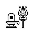 Black line icon for Maha Shivratri, mythological and lord