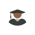 Icon of a man in an academic gown and graduation cap. Vector illustration Royalty Free Stock Photo