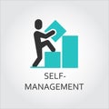Icon of man builds graph, self-management concept Royalty Free Stock Photo