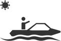 Icon of a man floating on the waves on a motor boat.