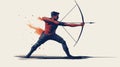 Icon of Man Shooting Bow and Arrow Royalty Free Stock Photo