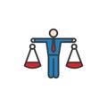 Icon with man weighing decisions - showing a decision or choice icon vector