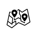 Black solid icon for Map, delineation and route Royalty Free Stock Photo