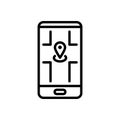 Icon Map, Label, Location on Mobile phone screen. The end Point, Route, Direction, Traffic Pattern. Vector sign in