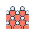 Color illustration icon for Mass, collective and crowd