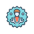 Color illustration icon for Mechanics, mechanism and worker