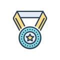 Color illustration icon for Medal, award and success