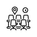 Black line icon for Meeting Location, meeting point and workplace