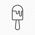 Icon of melted ice cream. A simple popsicle on a stick. Minimalistic linear image on a transparent PNG background