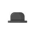 An icon of Men Bowler Hat in flat cartoon style. Symbol of gentleman in medieval England and Ireland. Billycock, bob hat Royalty Free Stock Photo