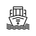 Black line icon for Mercantilism, ship and water Royalty Free Stock Photo
