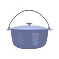 Icon metal hiking pot or cauldron in flat style. Hiking pot for tourism and cooking on a fire, hiking in nature and a picnic Royalty Free Stock Photo