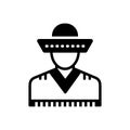 Black solid icon for Mexican, hat and men Royalty Free Stock Photo