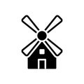 Black solid icon for Mill, manufactory and dutch Royalty Free Stock Photo