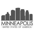 Minneapolis Skyline Silhouette Design City Vector Art Royalty Free Stock Photo