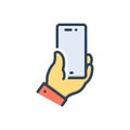 Color illustration icon for Mobile, hand and election