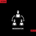 Icon moderator. Glyph, flat or filled vector icon symbol sign collection