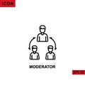 Icon moderator. Outline, line or linear vector icon symbol sign collection