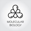 Icon of molecular biology in linear style. Logo for various design needs - medicine, science, microbiology, chemistry