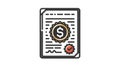 Icon of money contract with a dollar sign inside a seal, and a red checkmark seal below it