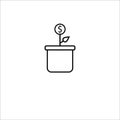 Icon of money plant in line design Royalty Free Stock Photo
