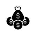 Black solid icon for Money, riches and piles