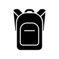 Icon monochrome silhouette backpack. Stylized simplified symbol of rucksack. Knapsack, schoolbag, sack. Vector illustration