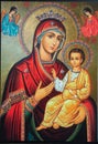 An icon with the Mother of God and the baby Jesus at the Sihastria monastery Royalty Free Stock Photo