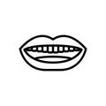 Black line icon for Mouth, cavity and teeth