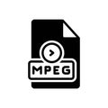Black solid icon for Mpeg, data and document
