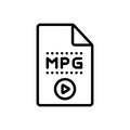 Black line icon for Mpg, file and video Royalty Free Stock Photo