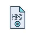 Color illustration icon for Mpg, file and video Royalty Free Stock Photo