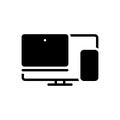 Black solid icon for Multiple Devices, compatibility and digital