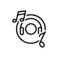 Black line icon for Music, entertainment and listen
