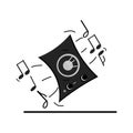 Icon music playing, dancing column black and white with notes, illustration for music site Royalty Free Stock Photo