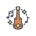 Color illustration icon for Musical, guitar and tuneful