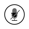 Icon of the mute microphone. Symbol, sign. Vector illustration.