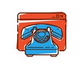 Icon of natural products. Disk phone on the background of the interface. Vector flat icon for the site. The illustration is
