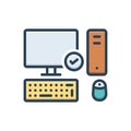 Color illustration icon for Necessarily, computer and mouse