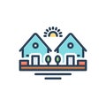 Color illustration icon for Neighborhood, house and dwelling