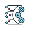 Color illustration icon for Network Workflow, network and community