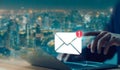 icon new email from the laptop. send an information message email. smart SMS mail on digital. business communication contact Royalty Free Stock Photo