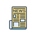 Color illustration icon for Newspaper, tabloid and periodical