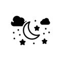 Black solid icon for Nights, dark and dream Royalty Free Stock Photo